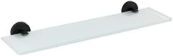WENKO Bosio Black Glass Wall Shelf Matt Stainless Steel - Bathroom Shelf, Rustproof Stainless Steel, 46.5 X 5.5 X 13.5 Cm, Matt -Moen Shop 11HatZG2BNL. AC