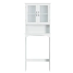 FARMAHAR 3 Layer Bathroom Shelf, Bathroom Storage Cabinet, Above Toilet Storage Cabinet, Above Toilet Bathroom Shelf, White