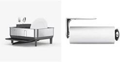 Simplehuman Compact Kitchen Dish Drying Rack With Swivel Spout, Fingerprint-Proof Stainless Steel Frame, Grey Plastic & Wall Mount Paper Towel Holder, Stainless Steel -Moen Shop 21J DSUkYHL. AC