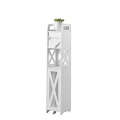 J JINXIAMU Small Bathroom Storage,Bathroom Storage Cabinet With Toilet Paper Holder Insert,Bathroom Stand For Small Space,White -Moen Shop 21JhZ5UNW0L