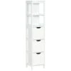 Kleankin Narrow Bathroom Cabinet With 3 Drawers And 2 Tier Shelf, Tall Cupboard Freestanding Linen Towel, Slim Corner Organizer, White 1 Kleankin Narrow Bathroom Cabinet With 3 Drawers And 2 Tier Shelf, Tall Cupboard Freestanding Linen Towel, Slim Corner Organizer, White -Moen Shop 21KbbV0HGjL