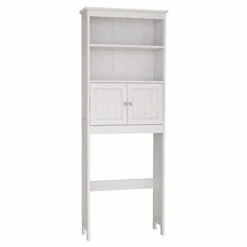 JUDIXY 2 Tier Over The Toilet Shelf, Bathroom Storage Organizer With 2-Door Cabinet And Shelves, Modern Style Bathroom Storage Cabinet Over Toilet - 25.98" W * 9.05" D * 69.92" H (White) 9 JUDIXY 2 Tier Over The Toilet Shelf, Bathroom Storage Organizer With 2-Door Cabinet And Shelves, Modern Style Bathroom Storage Cabinet Over Toilet - 25.98" W * 9.05" D * 69.92" H (White) -Moen Shop 21NS5Bo41VL