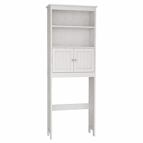 JUDIXY 2 Tier Over The Toilet Shelf, Bathroom Storage Organizer With 2-Door Cabinet And Shelves, Modern Style Bathroom Storage Cabinet Over Toilet - 25.98" W * 9.05" D * 69.92" H (White) 6 JUDIXY 2 Tier Over The Toilet Shelf, Bathroom Storage Organizer With 2-Door Cabinet And Shelves, Modern Style Bathroom Storage Cabinet Over Toilet - 25.98" W * 9.05" D * 69.92" H (White) - Image 4