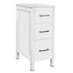 Eclife 48" White Bathroom Vanity W/White Side Cabinet Combo Modern Pedestal Cabinet Set Pedestal Stand Wood With Bathroom Vanity Mirror Drawers Soft Closing Cabinet Doors Set (B02W2B11W) -Moen Shop 21Q7Ps44lKL