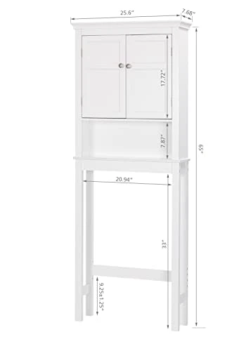 UTEX Bathroom Storage Over The Toilet, Bathroom Cabinet Organizer With Adjustable Shelves, Bathroom Space Saver For Bathroom, White 4 UTEX Bathroom Storage Over The Toilet, Bathroom Cabinet Organizer With Adjustable Shelves, Bathroom Space Saver For Bathroom, White - Image 2