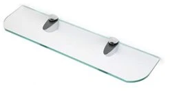 6mm Thick Toughened Glass Shelves With Curved Corners And Large Chrome Finish Shelf Supports 600mm (24â€ Approx) And 500mm (20â€ Approx) Black, White And Clear (500mm X 100mm, Clear 1 Shelf)