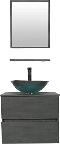 Eclife 24” Bathroom Vanity Cabinet Wall Mounted Natural Cabinet Two Drawers Pedestal Cabinet Vanity Set With Mirror (Single Cabinet Only) 11 Eclife 24” Bathroom Vanity Cabinet Wall Mounted Natural Cabinet Two Drawers Pedestal Cabinet Vanity Set With Mirror (Single Cabinet Only) - Image 9