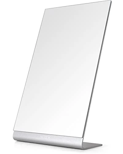 NEZZOE Modern Makeup Mirror, 12" Length Aluminum Desk Mirror, Vanity Mirror For Counter, Bedroom, Bathroom, Dorm 3 NEZZOE Modern Makeup Mirror, 12" Length Aluminum Desk Mirror, Vanity Mirror For Counter, Bedroom, Bathroom, Dorm