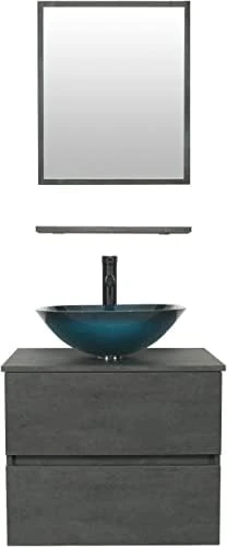 Eclife 24” Bathroom Vanity Cabinet Wall Mounted Natural Cabinet Two Drawers Pedestal Cabinet Vanity Set With Mirror (Single Cabinet Only) 14 Eclife 24” Bathroom Vanity Cabinet Wall Mounted Natural Cabinet Two Drawers Pedestal Cabinet Vanity Set With Mirror (Single Cabinet Only) - Image 12