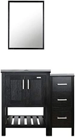 Eclife 36" Bathroom Vanity Black W/Side Cabinet Combo Modern Pedestal Cabinet Set Pedestal Stand Wood With Bathroom Vanity Mirror Soft Closing Cabinet Doors Set (B06B11) -Moen Shop 31 9T07IcvL. AC