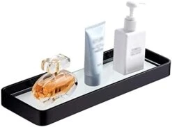 Danpoo Black Floating Shelf Bathroom Wall Shelf, 16" Tempered Glass Shelf Wall Mounted -Moen Shop 31 KFdZegL. AC