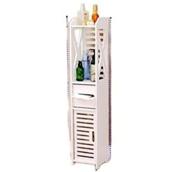 ALASSE Bathroom Glass Shelf, Storage Cabinet Beside The Toilet Storage Rack Bathroom Side Cabinet Waterproof Storage Rack Toilet Tissue Narrow Cabinet