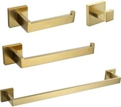 VELIMAX Premium Stainless Steel 4 Pieces Bathroom Hardware Accessories Set Wall Mounted Towel Bar Set, Matte Black, 23.6-Inch -Moen Shop 315F4JlymYL. AC