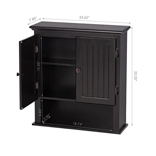 UTEX Bathroom Cabinet Wall Mounted, Wood Hanging Cabinet, Wall Cabinets With Doors And Shelves Over The Toilet For Bathroom,Espresso 5 UTEX Bathroom Cabinet Wall Mounted, Wood Hanging Cabinet, Wall Cabinets With Doors And Shelves Over The Toilet For Bathroom,Espresso - Image 3