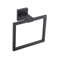 KES Bathroom Towel Ring SUS 304 Stainless Steel Shower Towel Hanger Holder Modern Square Style Wall Mount Matte Black Finish, A2480-BK