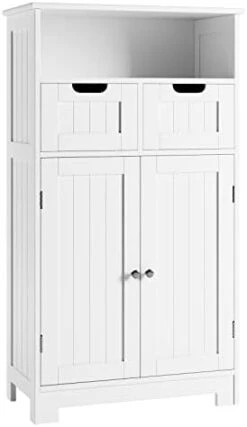 HORSTORS Bathroom Cabinet, Floor Storage Cabinet With 2 Doors And 2 Drawers, Free Standing Wooden Storage Organizer for Bathroom, Living Room, Hallway, White -Moen Shop 316JYs4ZYSL. AC