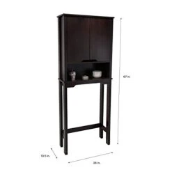 Organize It All Ambassador Over The Toilet Cabinet | Dimensions : 10.5" D X 26" W X 67" H | Bathroom Space Saver | Double Door Cabinet |Espresso -Moen Shop 3174qW4nNnL