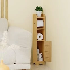 GAKOV Small Bathroom Storage Cabinet, Toilet Paper Organizer For Small Space Corner And Small Bathroom Organizer, 4-Tier Bathroom Organizer (Dark Grey) -Moen Shop 317A7j2kXmL. AC