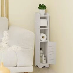 GAKOV Small Bathroom Storage Cabinet, Toilet Paper Organizer For Small Space Corner And Small Bathroom Organizer, 4-Tier Bathroom Organizer (Dark Grey) -Moen Shop 317g HVqqOL. AC 1