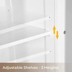 ADORNEVE 64" Tall Bathroom Cabinet, Freestanding Cabinet Narrow Bathroom Cabinet With Tempered Glass-Door/Adjustable Shelves/Removable X-Shaped Stand, Bathroom Floor Storage Cabinet, White -Moen Shop 317oOVXs3oL