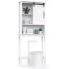 Aowos Over The Toilet Storage Cabinet, Freestanding Bathroom Organizer Over Toilet With Sliding Barn Door, 3-Tier Adjustable Shelves, Open Storage, White -Moen Shop 318UCEkuKTL