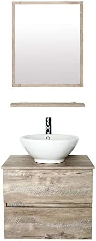 Eclife 24” Bathroom Vanity Cabinet Wall Mounted Natural Cabinet Two Drawers Pedestal Cabinet Vanity Set With Mirror (Single Cabinet Only) 8 Eclife 24” Bathroom Vanity Cabinet Wall Mounted Natural Cabinet Two Drawers Pedestal Cabinet Vanity Set With Mirror (Single Cabinet Only) - Image 6