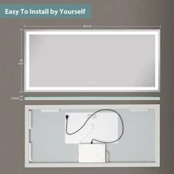 COZZIE Bathroom Vanity Mirror,60x28 Inch Lighted Vanity Mirror,3-Color 3000-6000k Dimmable Anti-Fog CRI 90+ Bathroom Mirrors For Wall(White/Natural/Warm Lights) 15 COZZIE Bathroom Vanity Mirror,60x28 Inch Lighted Vanity Mirror,3-Color 3000-6000k Dimmable Anti-Fog CRI 90+ Bathroom Mirrors For Wall(White/Natural/Warm Lights) -Moen Shop 31AyuAfuzVL