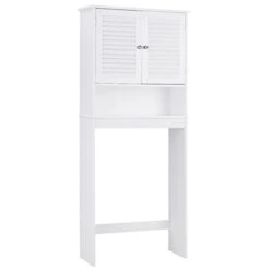 Giantex Bathroom Over-The-Toilet Space Saver Storage With Adjustable Shelf And 2-Door Storage Cabinets Toilet Organize Rack, White