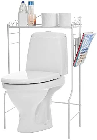 MyGift Black Metal Bathroom Over The Toilet Shelf With Magazine Basket, Space Saver Freestanding Storage Organizer Rack 9 MyGift Black Metal Bathroom Over The Toilet Shelf With Magazine Basket, Space Saver Freestanding Storage Organizer Rack - Image 7