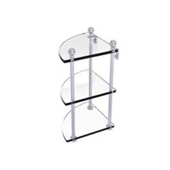 Allied Brass MA-6 Mambo Collection 3 Tier Corner Glass Shelf, Satin Chrome