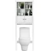 Tangkula Over The Toilet Storage Cabinet, Bathroom Space Saver Organizer W/4 Open Shelves, 2-Door Cabinet & Adjustable Shelves, Above Toilet Stand W/Anti-Tilt Device, Freestanding Toilet Rack (White) -Moen Shop 31Dzdjs8uPL