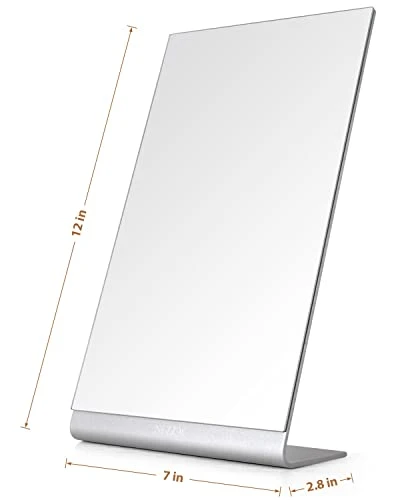 NEZZOE Modern Makeup Mirror, 12" Length Aluminum Desk Mirror, Vanity Mirror For Counter, Bedroom, Bathroom, Dorm 8 NEZZOE Modern Makeup Mirror, 12" Length Aluminum Desk Mirror, Vanity Mirror For Counter, Bedroom, Bathroom, Dorm - Image 6