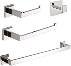 VELIMAX Premium Stainless Steel 4 Pieces Bathroom Hardware Accessories Set Wall Mounted Towel Bar Set, Matte Black, 23.6-Inch -Moen Shop 31GCgTBmXCL. AC