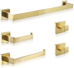 Brushed Gold Towel Bar,16-Inch Towel Bar For Bathroom Square Base SUS304 Stainless Steel Wall Mount Bath Towel Holder Bathroom Hardware Accessories -Moen Shop 31GS zfOApL. AC