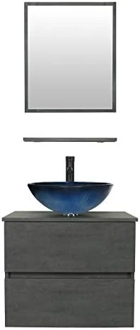 Eclife 24” Bathroom Vanity Cabinet Wall Mounted Natural Cabinet Two Drawers Pedestal Cabinet Vanity Set With Mirror (Single Cabinet Only) 7 Eclife 24” Bathroom Vanity Cabinet Wall Mounted Natural Cabinet Two Drawers Pedestal Cabinet Vanity Set With Mirror (Single Cabinet Only) - Image 5