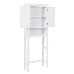 Glitzhome 65.5" H Over-The-Toilet Space Saver Storage Bathroom Cabinet With 1 Adjustable Shelf And 2-Door, White -Moen Shop 31HMhGuS3GL