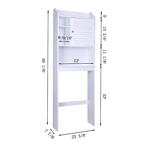 FCH Bathroom Over The Toilet Cabinet, Space Saving Freestanding Cabinet Storage With Adjustable Shelf Anti Tip 6 FCH Bathroom Over The Toilet Cabinet, Space Saving Freestanding Cabinet Storage With Adjustable Shelf Anti Tip - Image 4