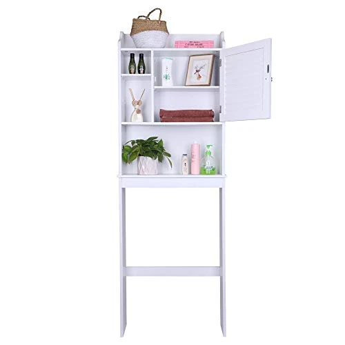 FCH Bathroom Over The Toilet Cabinet, Space Saving Freestanding Cabinet Storage With Adjustable Shelf Anti Tip 4 FCH Bathroom Over The Toilet Cabinet, Space Saving Freestanding Cabinet Storage With Adjustable Shelf Anti Tip - Image 2