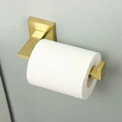 KES Gold Bathroom Hardware Set 2 Pieces, Toilet Paper Holder And Towel Ring Square Wall Mount, SUS304 Stainless Steel Brushed Gold, LA225BZ-22 -Moen Shop 31Jt34wOk5L