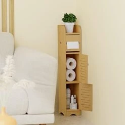 GAKOV Small Bathroom Storage Cabinet, Toilet Paper Organizer For Small Space Corner And Small Bathroom Organizer, 4-Tier Bathroom Organizer (Dark Grey) -Moen Shop 31KFqfyMmFL. AC