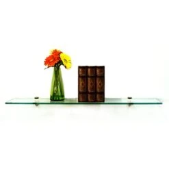 Floating Glass Bathroom Shelf Finish: Chrome, Size: 24" W X 6" D