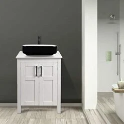 YOURLITE 24 Inches Bathroom Vanity, Modern Stand Pedestal Cabinet, Wood White Fixture, Without Mirror -Moen Shop 31No9p4fJHL. AC