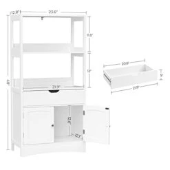 VASAGLE Bathroom Storage Cabinet With Drawer, 23.6 X 11.8 X 48 Inches, White -Moen Shop 31QHkjQ7jgL