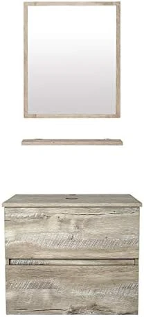 Eclife 24” Bathroom Vanity Cabinet Wall Mounted Natural Cabinet Two Drawers Pedestal Cabinet Vanity Set With Mirror (Single Cabinet Only) 9 Eclife 24” Bathroom Vanity Cabinet Wall Mounted Natural Cabinet Two Drawers Pedestal Cabinet Vanity Set With Mirror (Single Cabinet Only) - Image 7