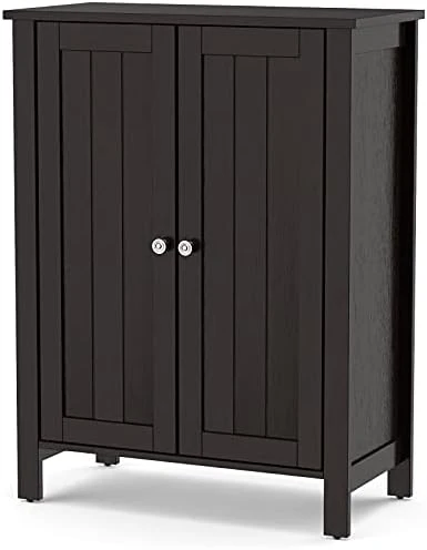 Tangkula Bathroom Floor Cabinet, Free Standing 3 Tier Storage Cabinet With Double Door & Adjustable Shelf, Wooden Bathroom Cabinet For Home Office, 23.5 X 12 X 31.5 Inches (Black) 9 Tangkula Bathroom Floor Cabinet, Free Standing 3 Tier Storage Cabinet With Double Door & Adjustable Shelf, Wooden Bathroom Cabinet For Home Office, 23.5 X 12 X 31.5 Inches (Black) - Image 7