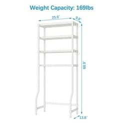 VIPEK X4 White Over The Toilet Storage Cabinet Bathroom Rack 4-Tier Adjustable Shelves For Bathroom Toilet Storage Shelf Organizer Heavy Duty Corner Stand Sturdy Anti-Tilt Tower Shelf Space Saver -Moen Shop 31RTexIO0GL