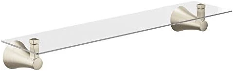 Moen YB0390BN Flara Collection 21-Inch Wide Glass Bathroom Vanity Shelf, Brushed Nickel 4 Moen YB0390BN Flara Collection 21-Inch Wide Glass Bathroom Vanity Shelf, Brushed Nickel - Image 2