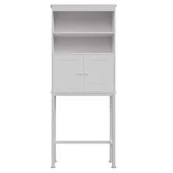 POLNED Over The Toilet Storage Cabinet, 2 -Tier Freestanding Bathroom Cabinet Bathroom Spacesaver With 2 Doors,Modern Storage Cabinet Toilet Rack For Bathroom, Laundry-Antique White A -Moen Shop 31SvsIECCAL
