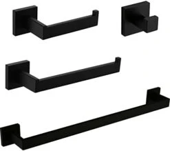 VELIMAX Premium Stainless Steel 4 Pieces Bathroom Hardware Accessories Set Wall Mounted Towel Bar Set, Matte Black, 23.6-Inch -Moen Shop 31TVtiXnmIL. AC