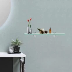 Queen.Y Glass Shelves Bathroom Glass Shelves 15.7 X 7.9 Inch Clear Tempered Glass Storage Shelves Holds Up To 22 Lbs, Zinc Alloy Wall Mount Bracket, For Living Room, Bedroom, Bathroom -Moen Shop 31Tdwr6CyXL